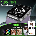 Smart Watch for Men Women, 1.85" HD Fitness Tracker with Bluetooth Calls, 5 ATM Waterproof, 130+ Sport Modes, 24/7 Heart Rate/Sleep Monitor, Pedometer, Calories, Smartwatch for Android iOS (Purple)