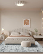 CRYPTOLITE Washable Area Rugs 5x7 Vintage Rug Non Slip Low Pile Faux Wool Soft Carpet for Living Room Bedroom Dining Room Farmhouse Bathroom Kids Playroom Grey