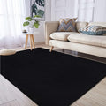 Faux Rabbit Fur Rug 4x6 Fluffy Black Rug for Bedroom Nursery Sofa Carpet for Living Room Fuzzy Washable Area Rug