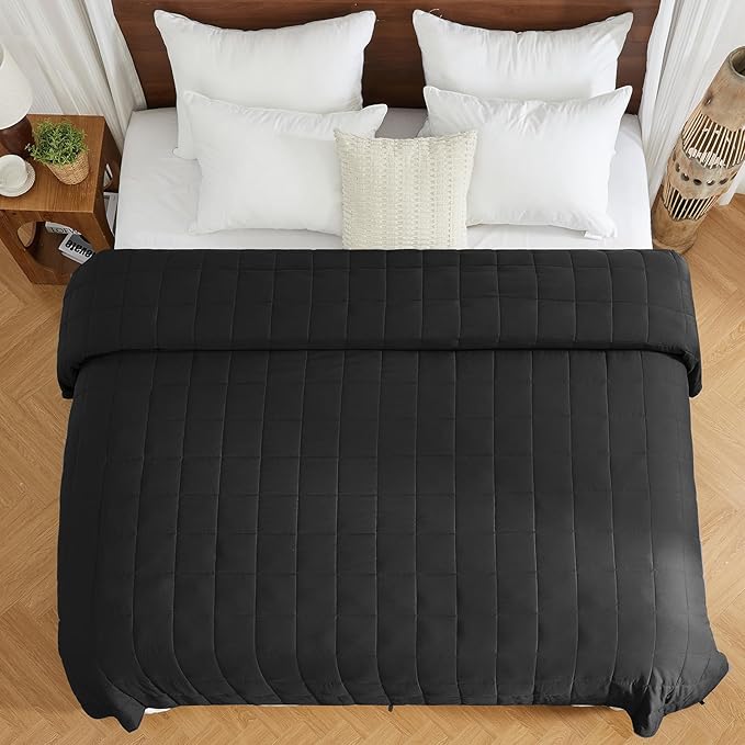 King Size Weighted Blanket for Adults (30 lbs, 80” x 87”, Black) Cooling Heavy Blanket for Sleeping Perfect for 290-310 lbs, Breathable Blanket for Adults & Couple All Season, Machine Washable