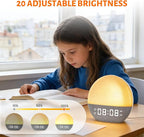 Sunrise Alarm Clock, White Noise Sound Machine USB Charging, Sunrise Lamp for Bedrooms, 10 Natural Wake Up RGB Night Light, 20 Soothing Sounds for Heavy Sleepers, Baby, Kids, Adults