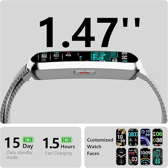 Health Fitness Tracker, Smart Watch with 24/7 Heart Rate, Activity Tracker with Blood Pressure and Blood Oxy-gen Monitor, 120 Sport Mode Waterproof Sleep Tracker for Women Men