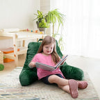 Clara Clark Reading Pillow for Kids & Teens with Shredded Memory Foam, Backrest Pillows for Reading, Watching, and Gaming, Use on The Couch, Bed, or Floor Adjustable Support, Washable Cover Dark Green