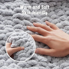 YJLMLY Chunky Knit Throw Blanket,60x80 Inch Heavy 6.8lbs, Hand Knit Chenille Couch Blanket, Soft Cable Knit Gift for Women Mom Wife, Modern Home Decor