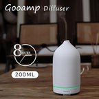 Gooamp 200ML Ceramic Essential Oil Diffuser - Ultrasonic Aromatherapy & Humidifier with 7-Color LED Lights, Auto Shut-Off, White, 1H/3H/6H Timer | Scent for Home,Office,Yoga