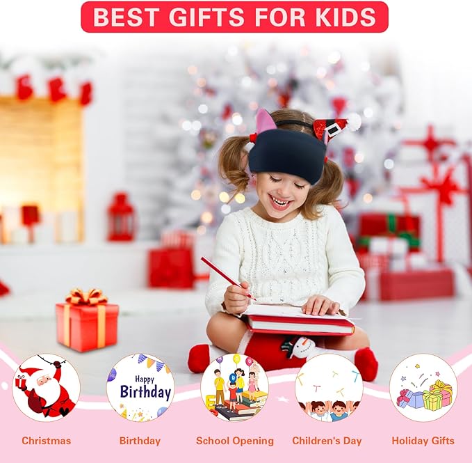Joythink Kids Bluetooth Headband Headphones Sleep Mask Wireless Earphones Built in Thin Speaker Adjustable Sports Headset Sleep Headband for Girls Boys Toddler Children Baby Airplane Travel Study