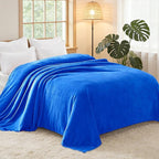Exclusivo Mezcla Fleece Blanket King Size for Bed, Super Soft and Warm, All Season, Cozy, Plush, Lightweight, 90x104 Inches, Cobalt Blue