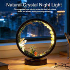 Runyangshi Forest Style Natural Citrine Night Light Healing Crystal USB Port 3 Colours Dimming Mode Lamp Suitable Night Lamp for Bedroom Home Decor Gift