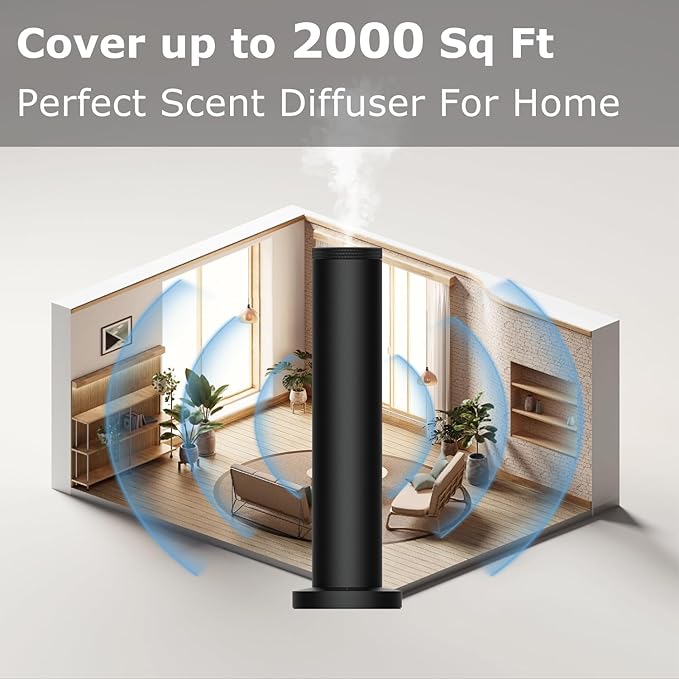 Wireless Hotel Scent Diffuser Starter Kit- Cordless Rechargeable Diffuser for Whole House - Hotel Scents Collection - App Control Waterless Essential Oil Diffuser for Large Room, Studio, Office(Black)