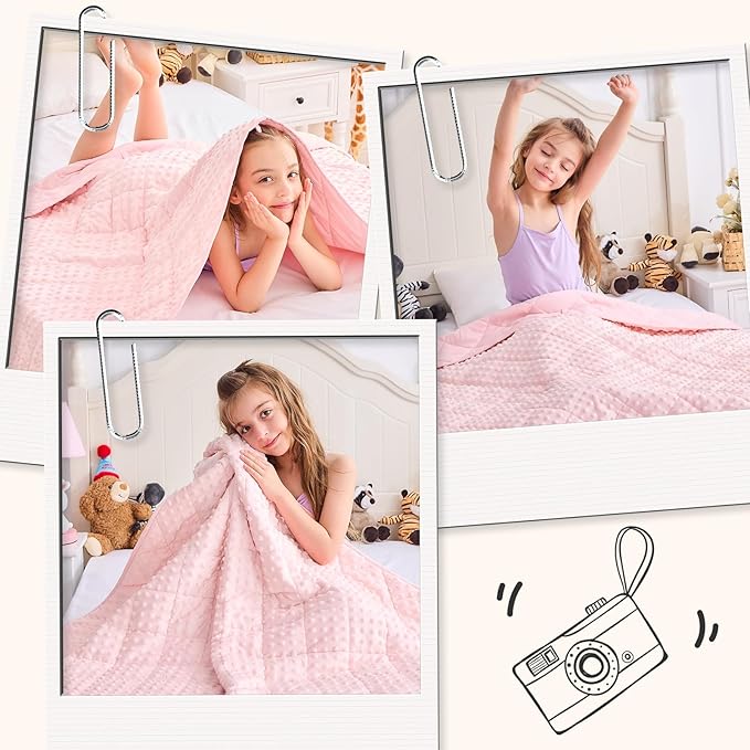 yescool Pink Weighted Blanket 10 Pounds Twin Size Cooling Weighted Throw Blanket, Minky Heavy Blankets Warm Weighted Comforter, Big Washable Thick Blankets Gift for 80-120lbs, 40 * 60in