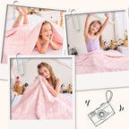 yescool Pink Weighted Blanket 5 Pounds, 40 * 60in Twin Size Cooling Weighted Throw Blanket, Minky Heavy Blankets Warm Weighted Comforter, Big Washable Thick Blankets Gifts