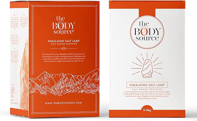 The Body Source Himalayan Salt Rock Lamp | 6-8 Inch (4-7 lb) | Natural Salt Rock Lamp with Dimmer Switch & Wooden Base | Night Light & Bulb Replacement