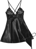 Avidlove Women Lingerie V Neck Sexy Nightwear Satin Sleepwear Lace Chemise Mini Babydoll Nightgown
