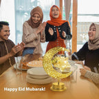 Lewondr Decorative Table Lamp, Battery Powered Ramadan Desk Lamp Decorations Crescent Table Light Lunar Star Moon Lantern for Bedside Nightstand Desktop Room Party, Eid Mubarak Decor, Warm Light