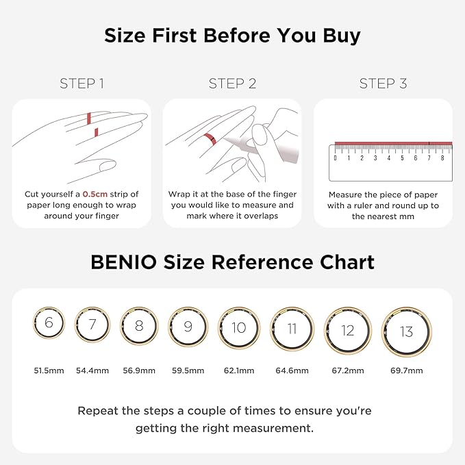 BENIO Gen 2 Smart Ring for Women & Men, Heart Rate,Fitness Tracker with Sleep，Step/Sleep/Blood Oxygen/Heart Rate Tracker, 5ATM Waterproof for iOS and Android,No Subscription, Xmas Gifts,Rose Gold 6