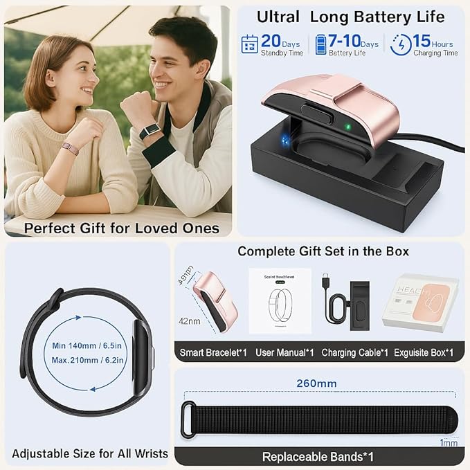Sleep Tracker, Activity & Fitness Trackers | Health Smart Bracelet 24/7 Heart Rate | Step & Calorie Counter | IP68 Waterproof Smart Tracker, Valentine’s Day Gifts for Women, Family & Friends