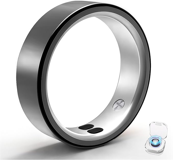 Smart Ring for Women Men,Sleep Tracking Wearable,Fitness Tracker Ring with Step/Heart Rate/Blood Oxygen/Distance/Calorie,Clock Vibration,No Subscription Fee,5ATM Waterproof, iOS&Android(Black 12)