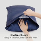 Bedsure Satin Pillowcase 2 Pack Similar to Silk Pillow Cases Standard Size, Pillow Case for Sleeping Women with Envelope Closure, Gifts for Women Men, Navy, 20x26 Inches, 2pcs
