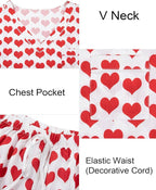 ASTANFY Valentines Day Pajamas Women 2 Piece Silk Valentine Pjs Cute Heart Pajamas V Neck Satin Sleepwear Loungewear Set