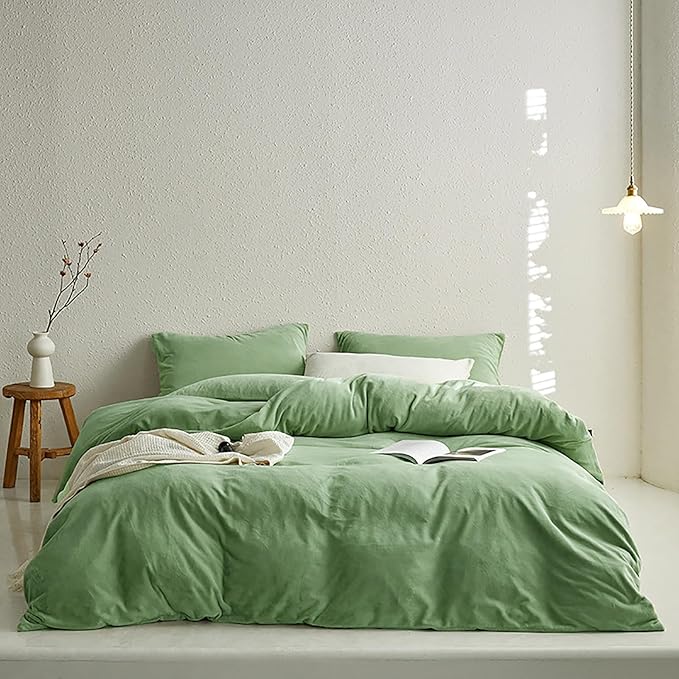 Cottonight Sage Velvet Comforter Set Full Light Green Fluffy Flannel Bedding Set Winter Plush Blanket Quilts Soft Thick Warm Grass Green Comforter Set for Women Men Full Bed