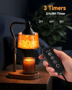 3-in-1 Candle Warmer Lamp with Timer Dimmable, Himalayan Salt Lamp & Passive Diffuser, Gifts for Women, House Warming Gifts, Wax Melt Warmer for Jar Candles (2 Bulbs)
