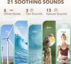 ANJANK White Noise Sound Machine Alarm Clock with Bluetooth Speaker, 21 Relaxing Sounds, 7 Night Lights,0-100% Dimmer/Sleep Timer/30-Level Volume Control,Sound Machine for Kids Adults Sleeping,Bedroom
