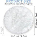 White Faux Fur Rug Small Round Fluffy Rug 2x2 Feet Round Rug for Kids Room Round Fuzzy Throw Rug for Bedroom Non-Slip Shag Faux Fur White Circle for Living Room Round Furry Rugs for Girls Room