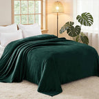 Exclusivo Mezcla Fleece Blanket King Size for Bed, Super Soft and Warm, All Season, Cozy, Plush, Lightweight, 90x104 Inches, Forest Green