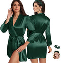 WJing Yi Jia 2Pcs Womens Floral Kimono Robe Silk Robes Bride Bridesmaid Satin Robes Bridal Dressing Gown Silky Bathrobe