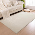 SHACOS Silky Soft Faux Rabbit Fur Area Rug 4'x6' Non Slip Washable Padded Medium Thick Rugs Fluffy Cozy Indoor Modern Carpet for Living Room Bedroom Dining Room Kids Room Dorm Home Decor, Beige