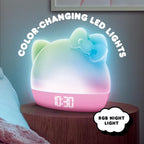Hello Kitty Sunrise Alarm Clock with Color-Changing RGB LED Night Light – Ambient Lighting, Time/Date/Temperature Display, USB Powered w/Device Charging, Pink