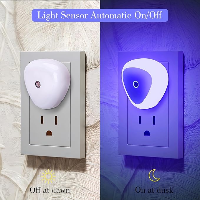 KINUR LED Nightlights Plug into Wall, 0.5W Dusk to Dawn Sensor Automatic On and Off Night Light, Led Night Lamp for Kids, Nursery, Bedroom,Hallway, Stairs, Kitchen,Blue,6 Pack