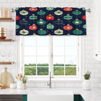 Christmas Ornaments Stars and Stripes Art Night Sky Background Curtain Valance 54x18in, Soft Peach Skin Polyester Window Treatment with 3in Rod Pocket, Light Filtering for Kitchen Bath