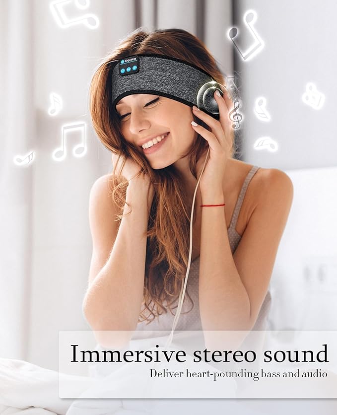 Enjoying ENJ01 Bluetooth 5.2 Wireless Sleep Headphones - Grey, Modern, Comfortable for Side Sleepers, Adults & Teens - 10H Battery, 2-Year Warranty