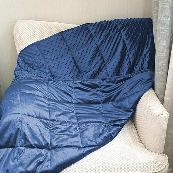 ALANSMA Reversible Weighted Blanket for All Season, Luxury Velvet, Warm and Cool, Adult Kids 7Lb Weighted Blanket, Enjoy Sleeping Anywhere(Blue,40"x60" 7Lb)
