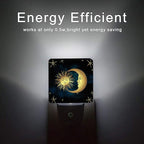 Celestial Moon Golden Sun Night Light,Boho Chic Stars Night Lights Plug into Wall with Dusk to Dawn Light Sensors 0.5W Dim Night-Lights for Bedroom