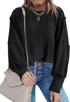 Nirovien Womens Oversized Crewneck Sweatshirt Side Slit Long Sleeve Pullover Slouchy Fit Tops