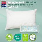 Snuggle-Pedic Travel Shredded Memory Foam Support Pillow - Compact Cooling Ergonomic Design for Side Sleepers, Pregnancy, Post-Surgery, Neck and Lumbar Support - Lightweight & Washable - USA Quality