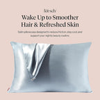 Kitsch Satin Pillowcase with Zipper for Hair & Skin - Softer Than Silk Pillow Cases, Smooth Cooling Satin Pillow Case, Wrinkle-Free, Machine Washable - Pillow Cases Standard Size (19x26) - Haze Blue