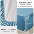 CozyLux Satin Sheets King Size Sheet Set - 4 Piece Silky King Sheets, Luxury Sky Blue King Bed Set with Smooth and Soft Microfiber, Includes 1 Fitted Sheet, 1 Flat Sheet and 2 Pillowcases