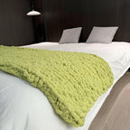 Chunky Knit Blanket Throw 40"×40", Chenille Throw Blankets, Handmade Warm & Cozy Blanket Couch Bed Home Decor, Soft Breathable Fleece Banket, Christmas for Couch Bed Sofa Best Gift (Green)