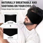 Sleep Mask, Eye Mask for Sleeping with Heads Adjustable, Earmuffs for Sleep for Men & Women, 2 in 1 Ear Mask and Blindfold, Soft Dual-Sided All-Season Eye Cover for Side Sleepers (Black)
