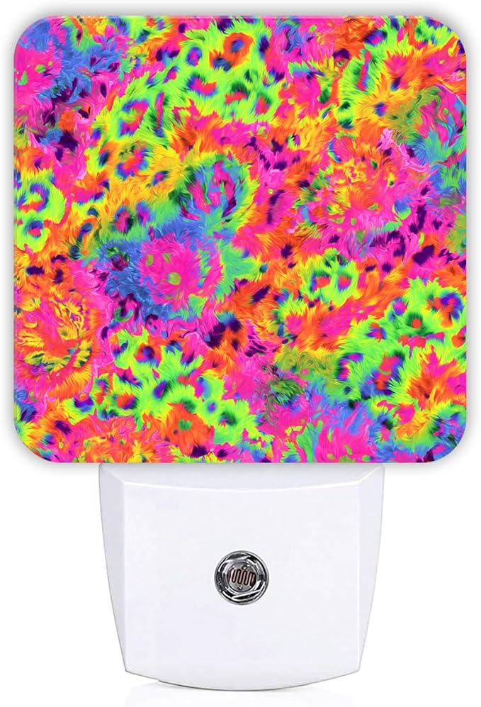 Floral Night Lights Plug Into Wall, Modern Playful Swirls Colorful Patterns Summer Neon Peach Plug in Wall Night Light with Auto Sensor for Bathroom Hallway Stairs Decor 1pcs