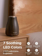 InnoGear Essential Oil Diffuser, Ultrasonic Diffusers for Home Aromatherapy Humidifier for Bedroom Room 7 Colors LED 2 Mist Mode Auto Off, Brown
