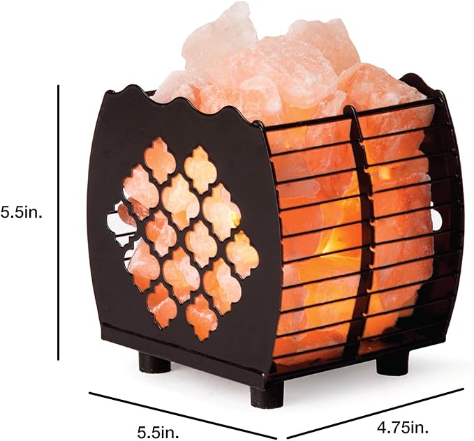 Himalayan Pink Salt Lamp Basket & Dimmer Cord Bulb
