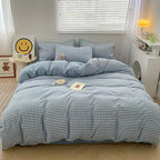 Nayoroom Blue Gingham Duvet Cover Queen Size Plaid Checkered Comforter Cover 3 Pieces Soft Lightweight Washed Microfiber Farmhouse Grid Dorm Bedding Set with Pillowcases