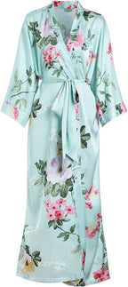 Aensso Long Soft Lightweight Silky Kimonos Robes for Women, Luxury Japanese Floral Womens Kimono Robe