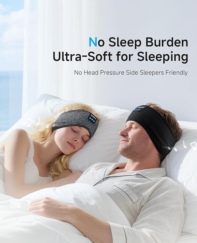 Perytong Sleep Headphones Bluetooth 5.4 Headband, Sleep Headband Headphones for Side Sleepers, Built-in HD Stereo Speakers & Long-Lasting Time Battery, Sports Headband Music Earphones for Nap