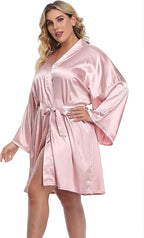 Women's Plus Size Short Silky Bathrobes Satin Kimono Robes Bride Bridesmaid Loungewear Soft Nightgown