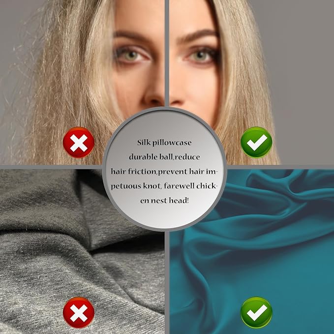Silk Pillow Cases 2 Pack,Soft Breathable and Sliky Queen Size Pillow Cases Set of 2,Natural Mulberry Silk Pillowcase Set of 2 for Hair and Skin with Hidden Zipper (Teal,20"X 30",2pcs)